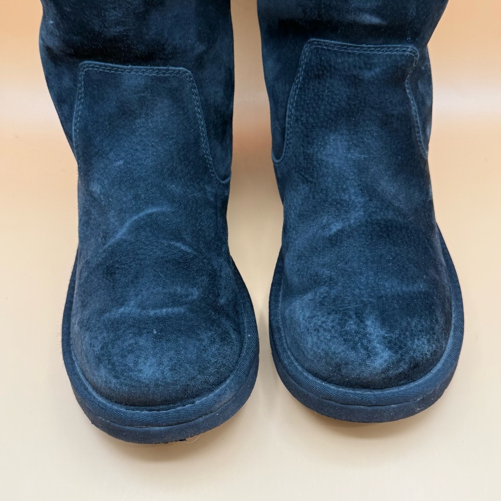 UGG Australia Roseberry Boots Black Suede Leather Sheepskin Laces Women’s Size 9 - Picture 15 of 15
